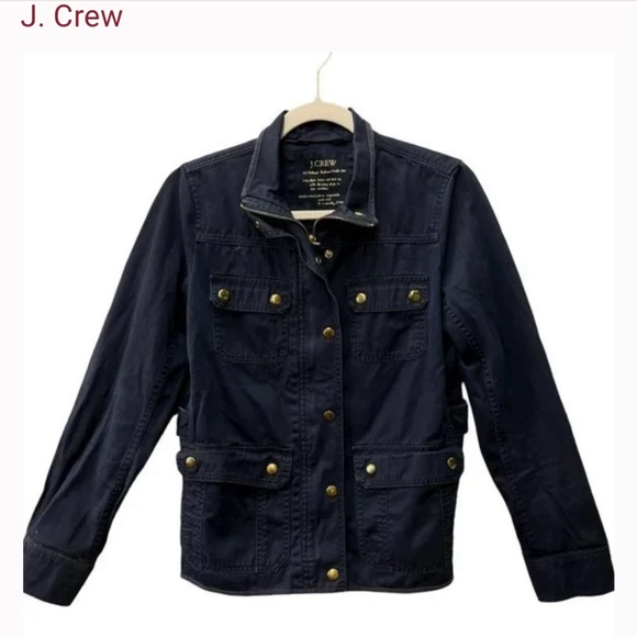 J. Crew Navy Blue Relaxed Boyfriend Field Jacket with gold tone hardware XS - Picture 5 of 5